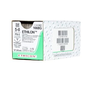 Ethicon ETHILON Nylon Suture, 1668G, Synthetic Non-absorbable, PS-3 (16 mm), 3/8 Circle Needle, Size 5-0, 18" (45 cm) in Kuwait