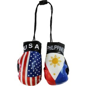 USA and Philippines Novelty Mini Boxing Gloves with Black Snap Connection in Kuwait