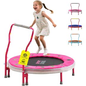 SPORTSOUL Mini Trampoline للأطفال من سن 3 إلى 6 سنوات مع شريط مقبض إسفنجي آمن للغاية، ترامبولين للأطفال بطول 3 أقدام داخلي مع غطاء بدون فجوة للاستخدام الداخلي والخارجي، معتمد من ASTM in Kuwait