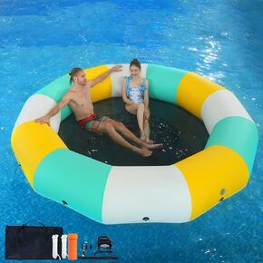 COOLWAVE ترامبولين مائي للبحيرة، ترامبولين عائم لبحيرة حمام السباحة والمحيط مع مضخة in Kuwait