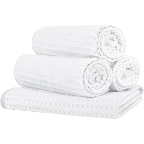 HOMEXCEL 4 عبوات من مناشف الوافل الرياضية الفاخرة، مناشف تبريد فائقة النعومة، منشفة عالية الامتصاص وسريعة الجفاف لصالة الألعاب الرياضية والدش والفندق والمنتجعات الصحية والمطبخ، 15 × 25 بوصة in Kuwait