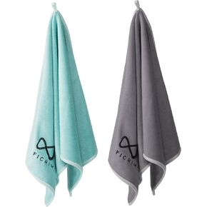 عبوتان من مناشف الصالة الرياضية المصنوعة من الألياف الدقيقة، 380 جرام في المتر المربع 38.1 سم × 31 بوصة، حجم أكبر، مناشف فائقة النعومة سريعة الجفاف للتمرين واليوجا واللياقة البدنية والرياضة وماصة للعرق وخفيفة الوزن in Kuwait