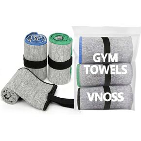 مناشف رياضية من الألياف الدقيقة 3 عبوات، منشفة تمرين سريعة الجفاف، منشفة عرق سريعة الجفاف للرجال والنساء، معدات التمرين، اليوغا، التخييم، المشي لمسافات طويلة، هدايا الصالة الرياضية - 16x26.8 بوصة، رمادي منقط in Kuwait