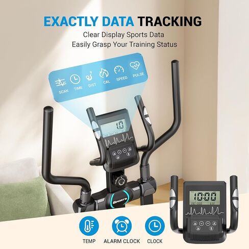 آلة تمرين بيضاوية الشكل من THERUN، آلة بيضاوية مغناطيسية فائقة الهدوء للمنزل، آلات تدريب بيضاوية الشكل بحجم 15.3 بوصة مع 16 مستوى مقاومة، دولاب الموازنة 17.6 رطل in Kuwait