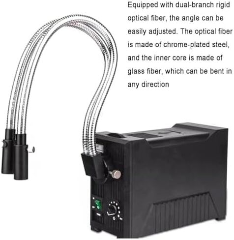 Fiber Optic Microscope Illuminators with Dual Gooseneck LED Lights, Wavelength Range 570-900 NM, Adjustable Aperture for Scientific in Kuwait
