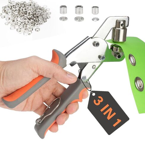 Heavy Duty Grommet Tool Kit 1/2’’1/4’’3/8’’Multi-Size Hole Punch with 600 PCS Metal Grommets Eyelet Set for Canvas Tarp Leather Curtain and DIY Repair in Saudi Arabia