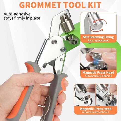 Heavy Duty Grommet Tool Kit 1/2’’1/4’’3/8’’Multi-Size Hole Punch with 600 PCS Metal Grommets Eyelet Set for Canvas Tarp Leather Curtain and DIY Repair in Saudi Arabia