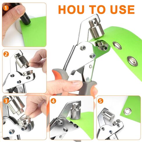 Heavy Duty Grommet Tool Kit 1/2’’1/4’’3/8’’Multi-Size Hole Punch with 600 PCS Metal Grommets Eyelet Set for Canvas Tarp Leather Curtain and DIY Repair in Saudi Arabia