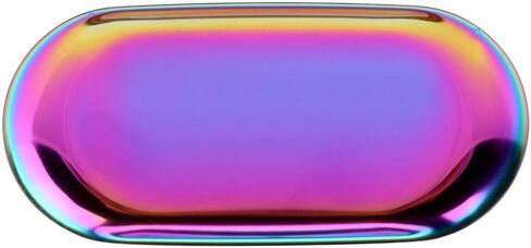 Fdit Nordic Storage Tray Cosmetics Jewelry Stainless Steel Cake Plate for Home Kitchen(Rainbow S) in Saudi Arabia