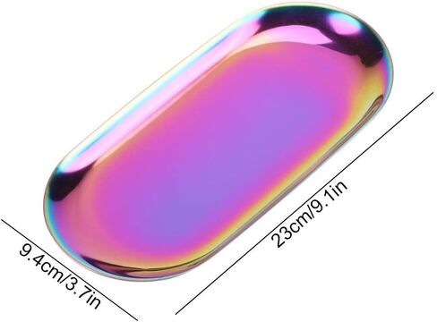 Fdit Nordic Storage Tray Cosmetics Jewelry Stainless Steel Cake Plate for Home Kitchen(Rainbow S) in Saudi Arabia