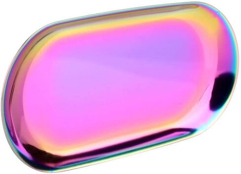 Fdit Nordic Storage Tray Cosmetics Jewelry Stainless Steel Cake Plate for Home Kitchen(Rainbow S) in Saudi Arabia