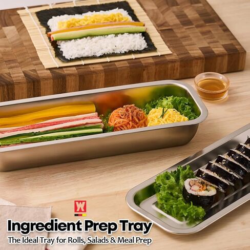 صينية تحضير وتخزين من الفولاذ المقاوم للصدأ - صينية تنظيم مطبخ عميقة بغطاء - مقلاة طعام SUS304 لإعداد الوجبات والتقديم والتنقيع والتجميد والخبز وتنظيم الأدراج - متينة وصحية in Kuwait