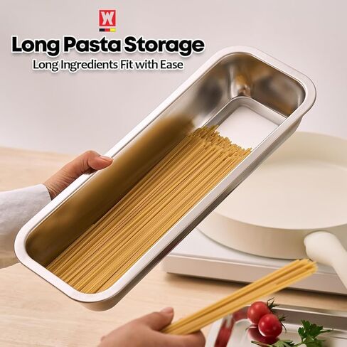 صينية تحضير وتخزين من الفولاذ المقاوم للصدأ - صينية تنظيم مطبخ عميقة بغطاء - مقلاة طعام SUS304 لإعداد الوجبات والتقديم والتنقيع والتجميد والخبز وتنظيم الأدراج - متينة وصحية in Kuwait