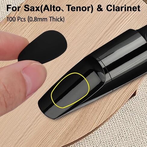100 Pcs 0.8mm Thick Saxophone & Clarinet Mouthpiece Cushion, Alto/Tenor Sax & Clarinet Mouthpiece Patches Pads Cushions, Oval Thick Rubber Strong Adhesive for Beginners Musicians in Saudi Arabia