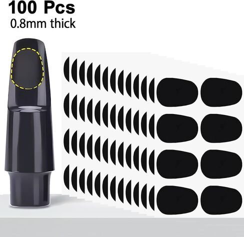 100 Pcs 0.8mm Thick Saxophone & Clarinet Mouthpiece Cushion, Alto/Tenor Sax & Clarinet Mouthpiece Patches Pads Cushions, Oval Thick Rubber Strong Adhesive for Beginners Musicians in Saudi Arabia