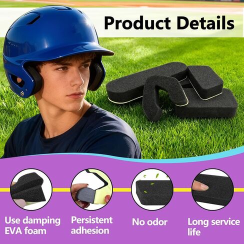 طقم مكون من قطعتين من بطانة الخوذة متوافق مع خوذات البيسبول إيستون، 0.79 بوصة، حشوات إسفنجية ناعمة وسميكة عالمية للاعبي البيسبول والكرة اللينة، مناسبة للتدريب الشتوي للمراهقين in Kuwait