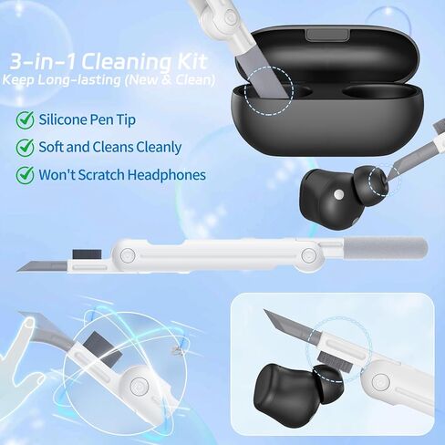 حالة تأمين قفل لبرعام Beats Solo ، واضحة مع مجموعة نظافة 3 في 1 ، وسلسلة المفاتيح ، وغطاء حالة الحماية الكامل TPU الناعمة لبطءات Beats Solo Wireless Bluetooth سماعات الأذن 2024 in Kuwait