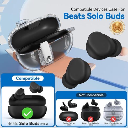 حالة تأمين قفل لبرعام Beats Solo ، واضحة مع مجموعة نظافة 3 في 1 ، وسلسلة المفاتيح ، وغطاء حالة الحماية الكامل TPU الناعمة لبطءات Beats Solo Wireless Bluetooth سماعات الأذن 2024 in Kuwait