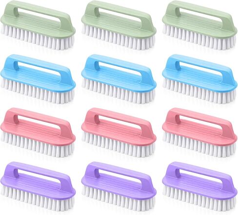 فرشاة تنظيف 12 قطعة من فرش التنظيف متعددة الأغراض شديدة التحمل بشعيرات صلبة، 4 ألوان (أرجواني وردي أزرق أخضر) للأرضيات وحوض الاستحمام والبلاط والأسطح المنزلية in Kuwait