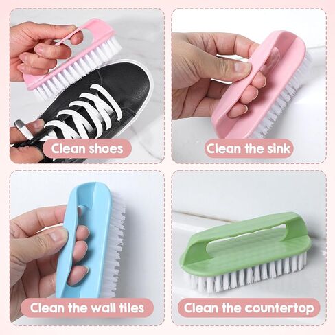 فرشاة تنظيف 12 قطعة من فرش التنظيف متعددة الأغراض شديدة التحمل بشعيرات صلبة، 4 ألوان (أرجواني وردي أزرق أخضر) للأرضيات وحوض الاستحمام والبلاط والأسطح المنزلية in Kuwait