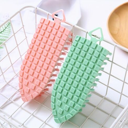Reusable Bent Cleaning Brush Durable Plastic Multipurpose Scrubbers for Bathroom, Kitchen, and Hard to Reach Corners, No Electricity Needed Home Cleaning Tool Blue in Saudi Arabia