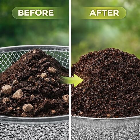 مجموعة من 3 قطع من منخل التربة لدلو سعة 5 جالون، شاشات منخل السماد من الفولاذ المجلفن شديد التحمل، 3 أحجام شبكية 1/8 بوصة 1/4 بوصة 3/8 بوصة (3 مم/6 مم/10 مم) للأوساخ والصخور والحصى ومسبوكات الدودة وأداة سماد الحديقة in Kuwait