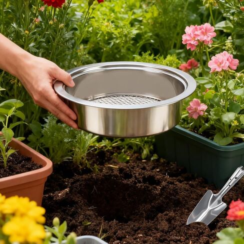 5-in-1 Garden Soil Sifter with 5 pcs (1,3,6,9,12mm) Sieve Meshes and Shovel, Stainless Steel Mesh Sifter for Sand Sifting, Compost Processing, Potting Mix in Saudi Arabia