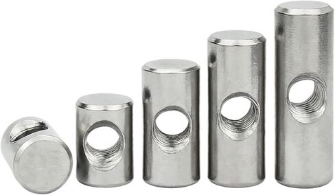 Barrel nut, M4 M5 M6Hammer Nut One-word Thread With Hole Cylindrical Positioning Pin Embedded Connection 5pcs(14mm (5Pcs),D8xM5) in Kuwait