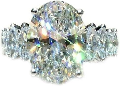 Elegant Huge Zircon Wedding Ring 18k Platinum Plated Shiny Cubic Zirconia Crystal Diamond Wedding Jewelry for Women in Kuwait