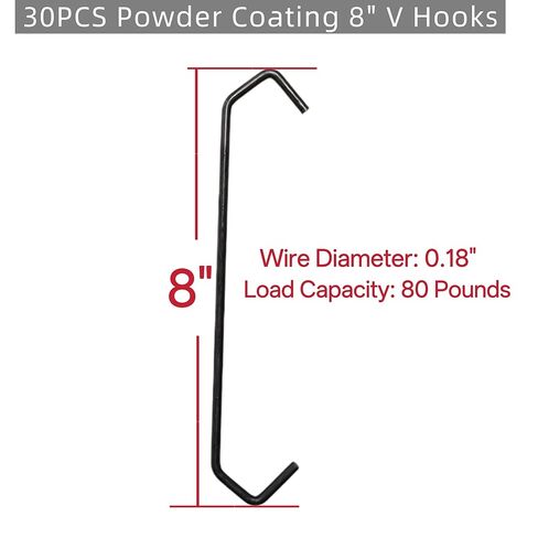 30 Pcs Powder Coating V-Hooks V-Shaped DIY Hanging Hooks, Powder Coating Kit for Painting, 8" Long 0.18" Wire Vv-Style Leg Length 0.98", Load Capacity 70 Lbs in Kuwait
