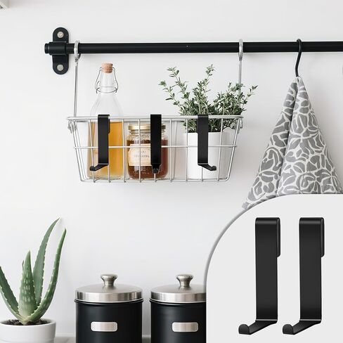 10 قطع من خطافات جدار الشبكة J من الفولاذ المقاوم للصدأ، خطاف J لرفوف الأسلاك، خطافات S شديدة التحمل معلقة لأدوات المطبخ والملاعق والمقالي والأواني والأواني وحقائب الملابس والأبراج وأدوات النباتات (أسود) in Kuwait