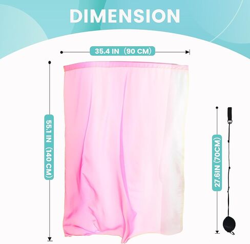 Munafie Elegant Silk Veil Scarf with Poi Ball Silk Poi Flags for Dance و Flow Arts & Worship-55.1x35.4in 5#White-Pink-Red in Kuwait