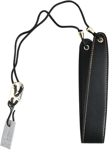 ASIJUNTYECHO Clarinet Neck Strap, Padded Adjustable Leather Strap for Bb/A Clarinets, Ergonomic Design with Metal Hook Clarinet Accessories (Black) in Saudi Arabia