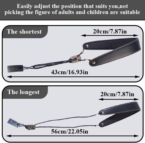 ASIJUNTYECHO Clarinet Neck Strap, Padded Adjustable Leather Strap for Bb/A Clarinets, Ergonomic Design with Metal Hook Clarinet Accessories (Black) in Saudi Arabia