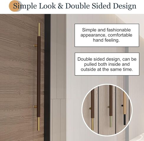 Double-Sided Wooden Sliding Door Handle, Easy Install Push Pull Handles for Commercial Spaces in Kuwait