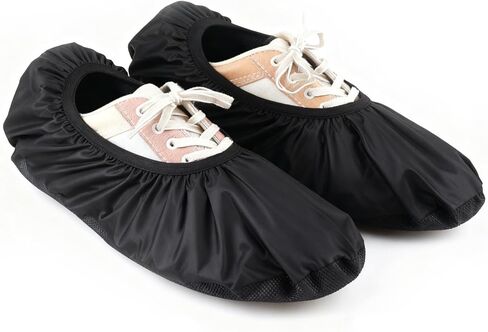 2 Pairs of Black Bowling Shoe Covers with Size L, Non-Slip Shoes Protector Cover, Easy-on Reusable Walking Boot Protector Accessories Sports Activities Supplies for Indoor Men Women in Saudi Arabia