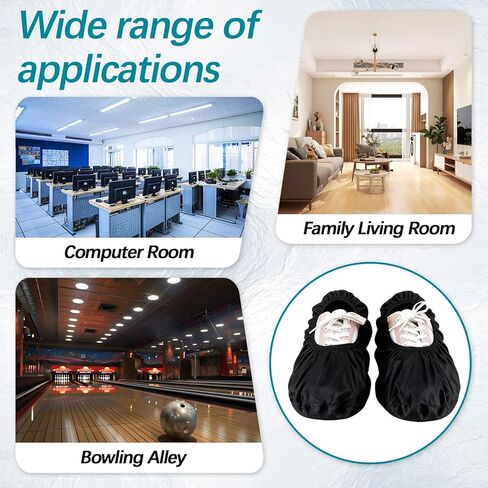 2 Pairs of Black Bowling Shoe Covers with Size L, Non-Slip Shoes Protector Cover, Easy-on Reusable Walking Boot Protector Accessories Sports Activities Supplies for Indoor Men Women in Saudi Arabia