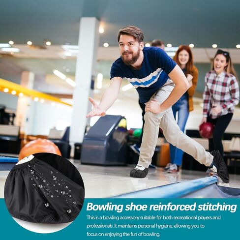 2 Pairs of Black Bowling Shoe Covers with Size L, Non-Slip Shoes Protector Cover, Easy-on Reusable Walking Boot Protector Accessories Sports Activities Supplies for Indoor Men Women in Saudi Arabia