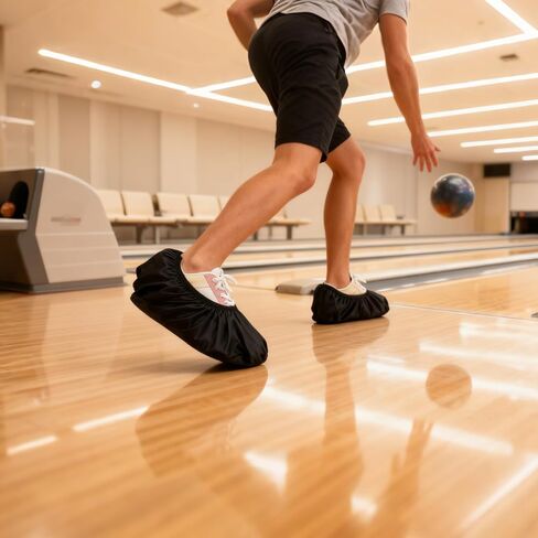 2 Pairs of Black Bowling Shoe Covers with Size L, Non-Slip Shoes Protector Cover, Easy-on Reusable Walking Boot Protector Accessories Sports Activities Supplies for Indoor Men Women in Saudi Arabia