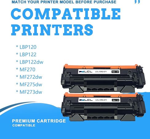 LCL Compatible Toner Cartridge (Indicate Toner Level) Replacement for Canon 071 CRG071 CRG-071 5645C001 i-SENSYS LBP122dw MF272dw MF275dw LBP120 MF270 LBP122 MF273dw Support for Fax (2-Pack Black) in Saudi Arabia