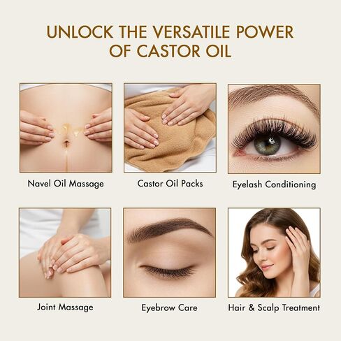 Majestic Pure Organic Castor Oil 8 Fl Oz with Reusable Wraps – Complete Castor Oil Pack Kit for Stomach & Neck – Adjustable, Organic Cotton Compress for Mess-Free Application in Kuwait