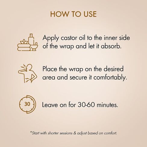 Majestic Pure Organic Castor Oil 8 Fl Oz with Reusable Wraps – Complete Castor Oil Pack Kit for Stomach & Neck – Adjustable, Organic Cotton Compress for Mess-Free Application in Kuwait