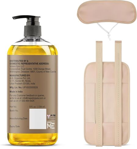 Majestic Pure Organic Castor Oil 8 Fl Oz with Reusable Wraps – Complete Castor Oil Pack Kit for Stomach & Neck – Adjustable, Organic Cotton Compress for Mess-Free Application in Kuwait