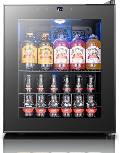 Yeego Beverage Refrigerator Cooler, 130 Cans Mini Fridge with Glass Door Beverage Fridge with Adjustable Shelves for Soda Beer or Wine, Beverage Cooler with Digital Temperature Control for Home Office in Kuwait
