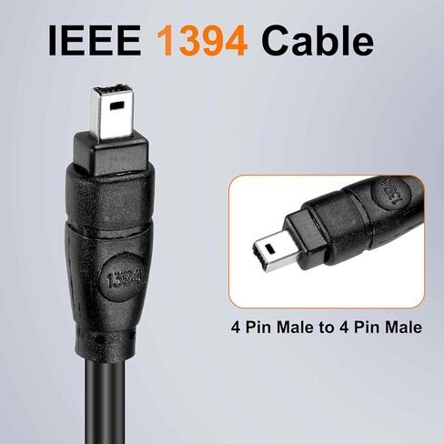 MECCANIXITY 1.8M IEEE 1394 Cable, 4 Pin Male to 4 Pin Male 400Mbps Adapter Cable Data Converter for DV, Digital Camera, Black, 4.5MM in Saudi Arabia