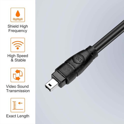 MECCANIXITY 1.8M IEEE 1394 Cable, 4 Pin Male to 4 Pin Male 400Mbps Adapter Cable Data Converter for DV, Digital Camera, Black, 4.5MM in Saudi Arabia