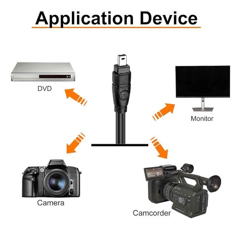 MECCANIXITY 1.8M IEEE 1394 Cable, 4 Pin Male to 4 Pin Male 400Mbps Adapter Cable Data Converter for DV, Digital Camera, Black, 4.5MM in Saudi Arabia
