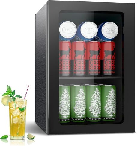 Beverage Refrigerator Cooler, 24 Can Mini Fridge Solid Door for Drinks Soda, Beer, or Wine - Small Refrigerator for Office Bedroom Home Bar, Adjustable Shelves, 0.9 Cu.Ft, Black in Saudi Arabia