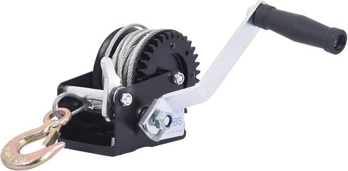 Hand Winch Boat Trailer Winch 2500 رطل خطاف ثقيل مع حزام سوداء من البوليستر الأسود 23 قدمًا ، وينش في اتجاهين محمولين للورق المقطورات ATV UTV Boat Marine in Kuwait