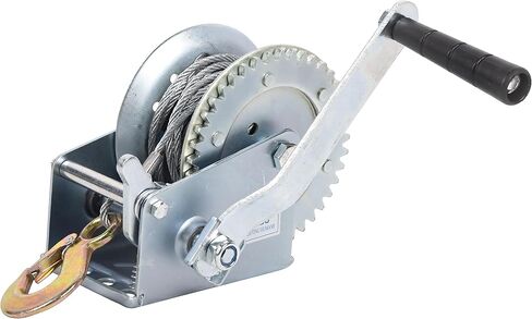 Hand Winch Boat Trailer Winch 2500 رطل خطاف ثقيل مع حزام سوداء من البوليستر الأسود 23 قدمًا ، وينش في اتجاهين محمولين للورق المقطورات ATV UTV Boat Marine in Kuwait